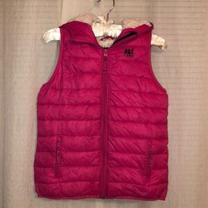 abercrombie 13-14 Fuchsia Puffer Sherpa Lined Hooded Vest